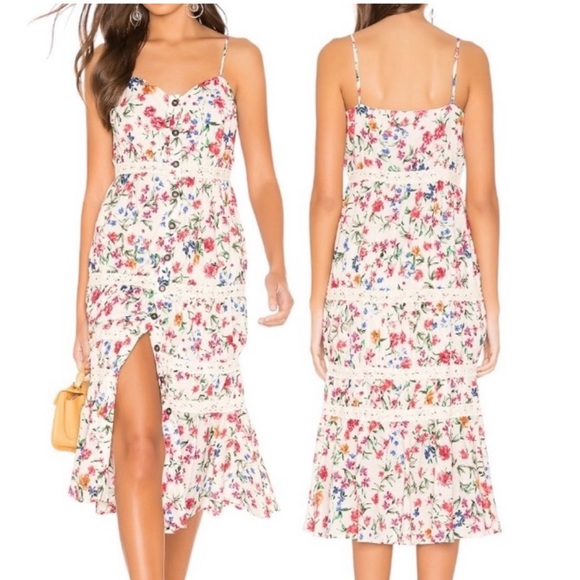 Good as new 🥰 Peony Floral XXS 🌼LANI MIDI DRESS Lovers and Friends - Picture 1 of 13